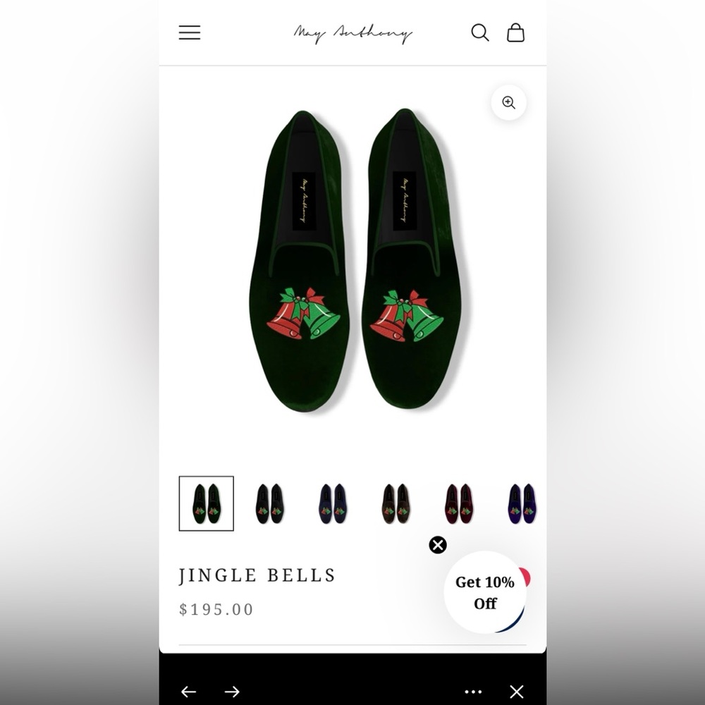 May Anthony Jingle Bells Loafer/Slippers, Green Velvet